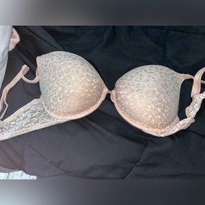 Light pink almost nude leopard print bra